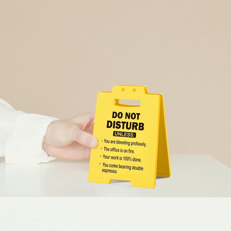 MAMAGIFTREE Funny Office Desk Sign – Do Not Disturb – Yellow Mini Floor Sign for Coworkers, Cubicle Decor, Boss Gifts, Admin Professionals, White Elephant Gag - Image 5